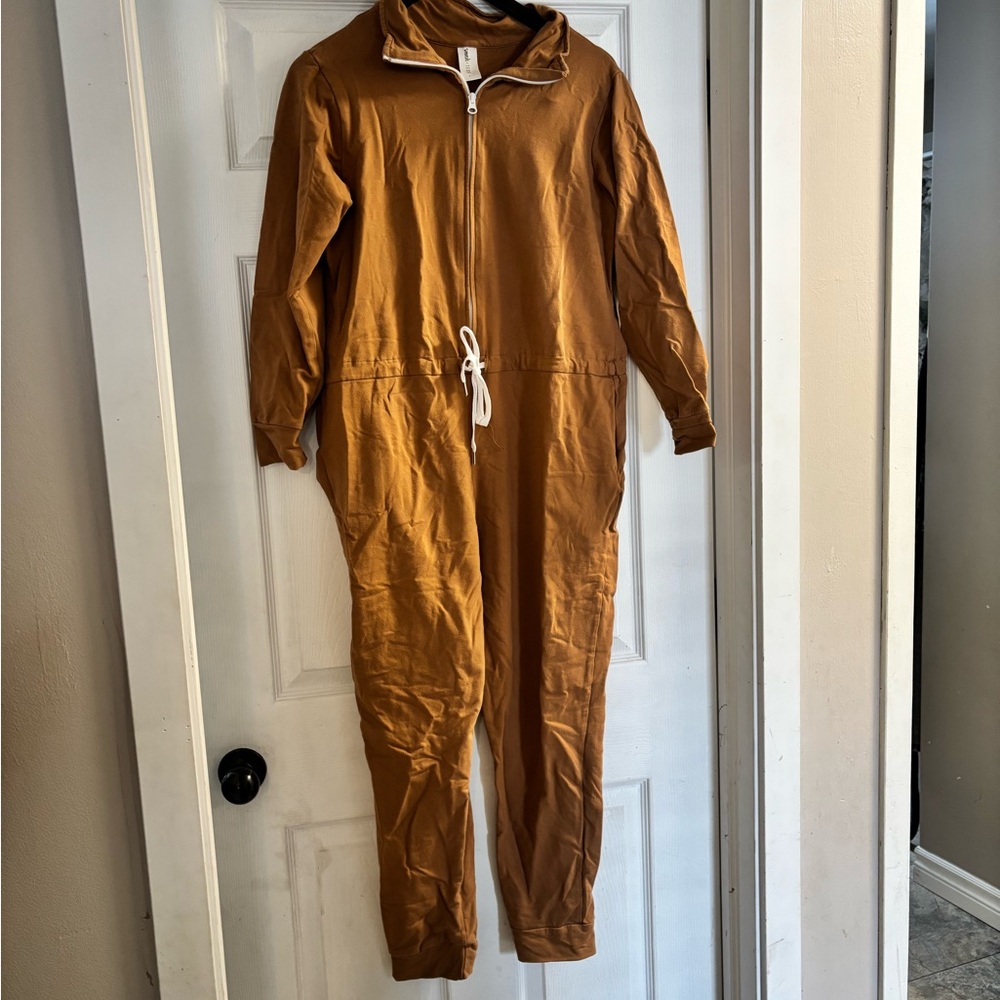 Smash + Tess Casual Tan Jumpsuit with Zip-Up Front